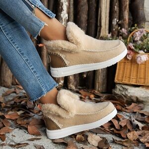 Cozy Fur-Trimmed Slip-Ons